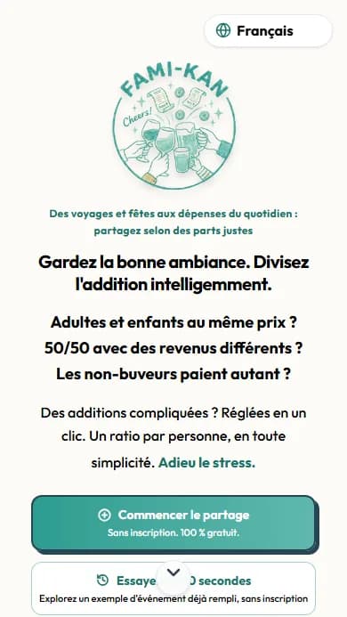 Écran de création d'événement