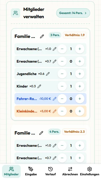 Bildschirm zur Personenzahl