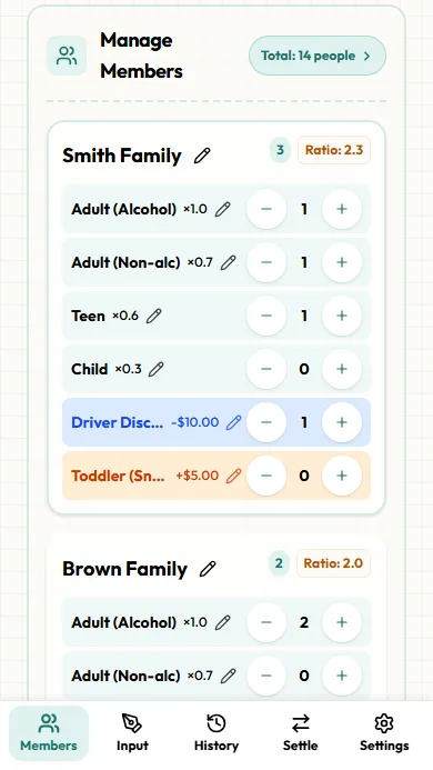 Headcount setting screen