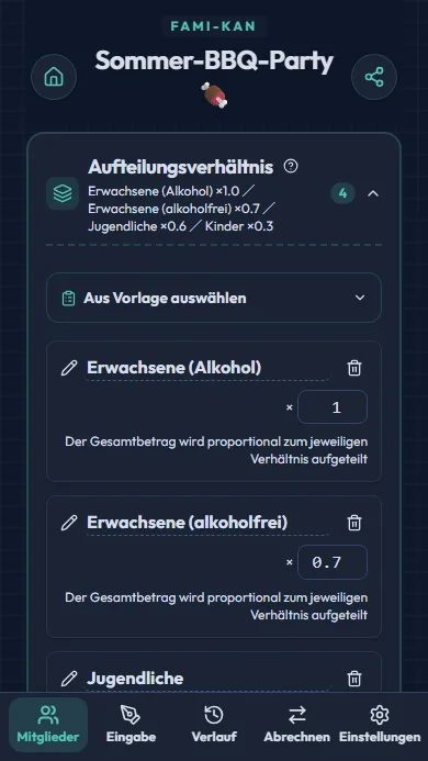 Bildschirm zur Musterauswahl