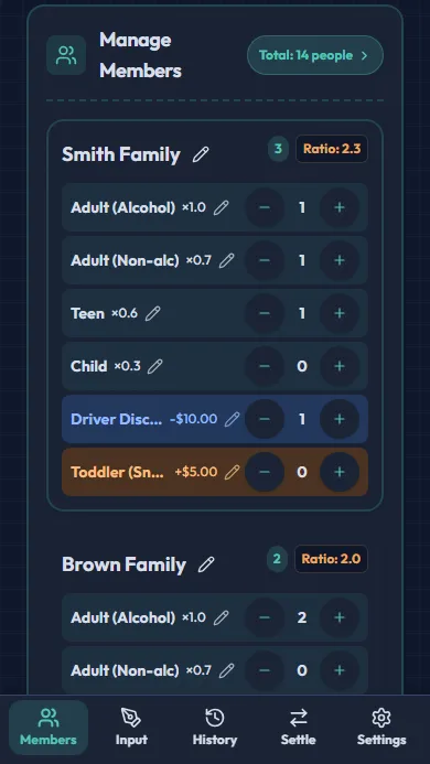 Headcount setting screen
