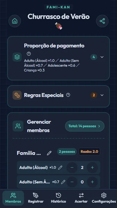 Tela de cadastro de membros