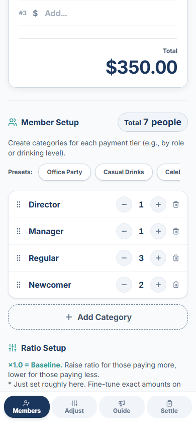 Set Payment Balance with Intuitive Ratios