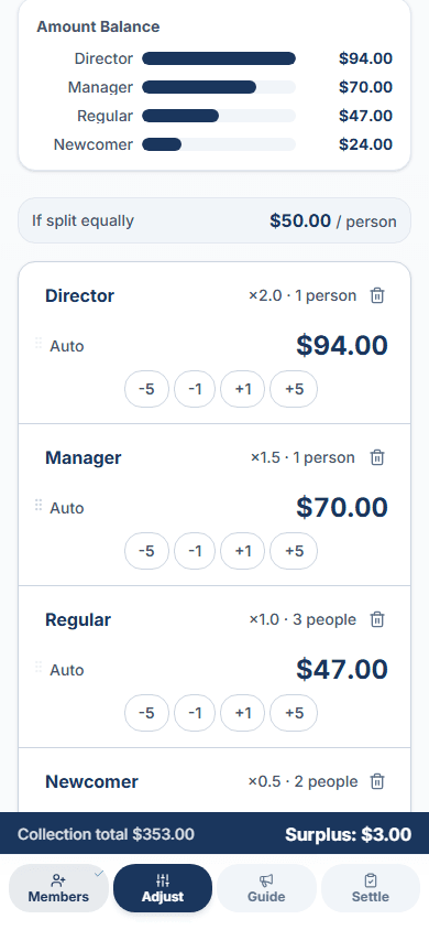 Fine-tune Amounts & Lock Feature