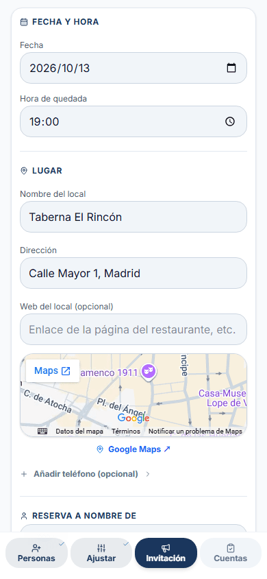 Crea el aviso previo al evento
