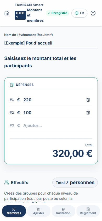 Créer l'événement et définir les groupes