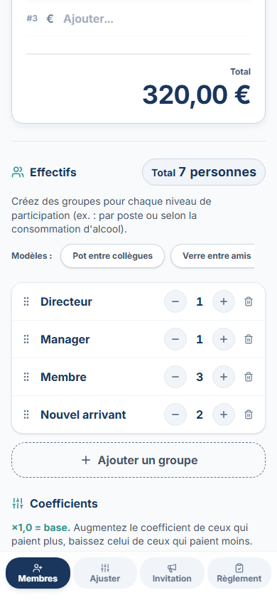 Régler la répartition avec des coefficients intuitifs