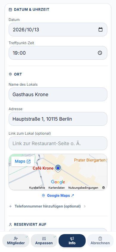 Ankündigung vor dem Event erstellen