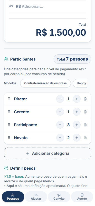 Defina o equilíbrio do pagamento com pesos intuitivos